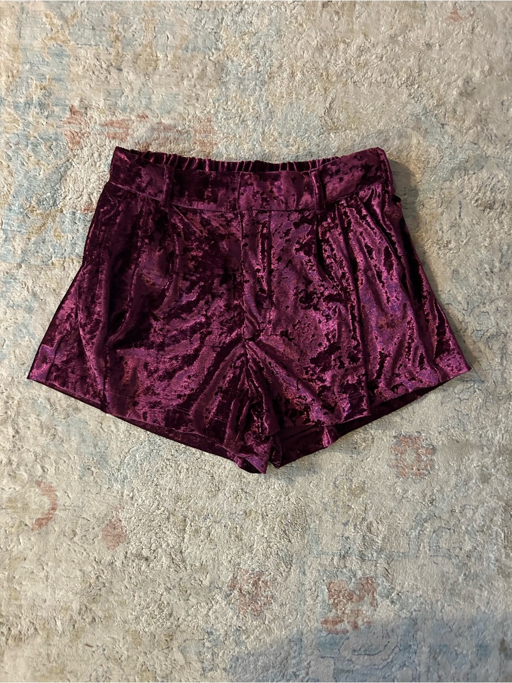 Free People Velvet High-Waist Women's Shorts - Maroon